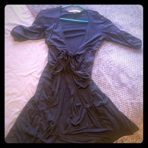 Navy silk wrap dress